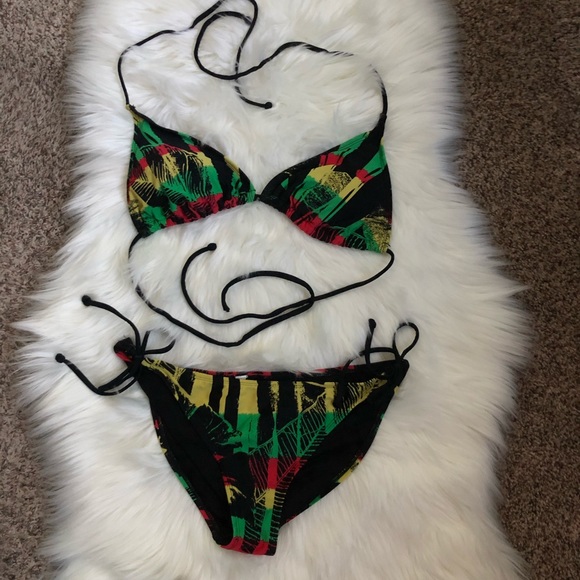 red green yellow swimsuit